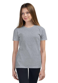 Customizable youth short sleeve tee in grey, perfect for personalized printed designs and an active lifestyle.