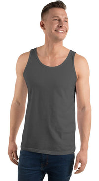 Customizable unisex jersey tank top in gray, perfect for personalized printed designs.
