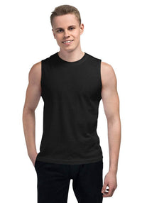 Custom unisex muscle tank in black, perfect for printed designs and personalized artwork.