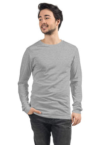 Unisex long sleeve shirt in grey, perfect for custom printed or personalized designs.