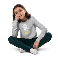 Customizable youth long sleeve tee featuring a cute fairy design with sparkling stars, perfect for personalized magic.