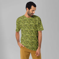 Custom printed Bud Camo men's crew neck t-shirt with cannabis-inspired design, perfect for a stylish street-ready look.