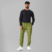 Custom printed Bud Camo men's joggers featuring a cannabis-inspired design for comfort and style.