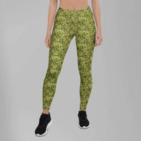 Custom printed bud camo women's leggings, stylish and comfortable athleisure for activewear lovers.