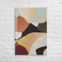 Custom printed abstract mountains canvas art with warm hues and modern design for personalized home decor.
