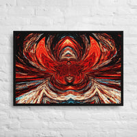 Custom printed canvas art featuring a surreal red and black abstract design, perfect for personalized decor.