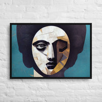 Custom printed minimalistic canvas art featuring a fragmented bust, exploring identity and self-perception.