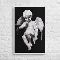 Custom framed canvas art of a bold angel with a pistol, showcasing urban street style and fierce protection.