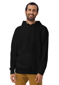 Custom printed M2580 unisex premium hoodie in black, showcasing a stylish design and comfortable fit.
