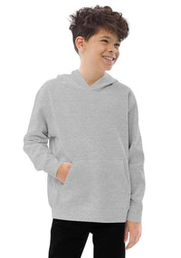 Customizable Y2550 kids fleece hoodie in gray, perfect for active youngsters and personalized with printed designs.