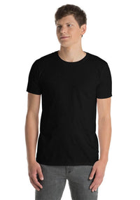 Customizable Gildan softstyle unisex t-shirt in black, perfect for printed designs and personalized styles.