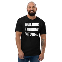 Custom men's fitted t-shirt featuring 'Build The Future' in bold, personalized, printed design for a futuristic look.