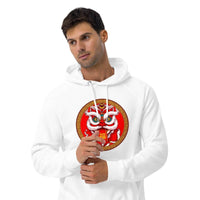 Customizable Chinese New Year unisex hoodie with vibrant lion dance art, perfect for personalized style.