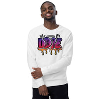 Customizable Dope Graffiti Unisex Organic Raglan Sweatshirt with vibrant art and playful doodles.