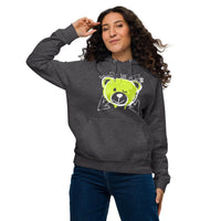 Custom printed unisex hoodie featuring graffiti teddy bear art, perfect for personalized style.