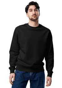 Customizable unisex eco sweatshirt in black, perfect for printed designs and personalized casual outfits.