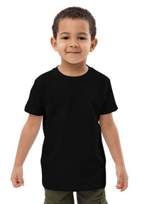 Customizable organic cotton kids t-shirt in black, designed for comfort and style, perfect for little ones.