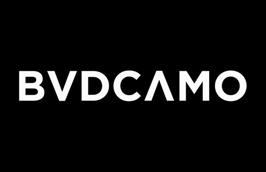 BVD CAMO logo on a black background, showcasing modern and stylish branding for custom apparel and art.