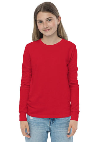 Red 3501Y Youth Long Sleeve Tee Bella + Canvas