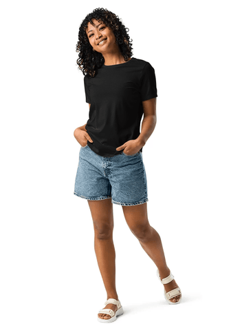 Black 6400 Women's Relaxed Short Sleeve Jersey Tee Bella+Canvas
