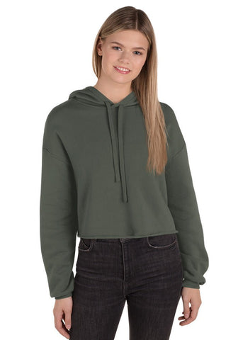 Military Green 7502 Women's Fleece Crop Hoodie Bella+Canvas