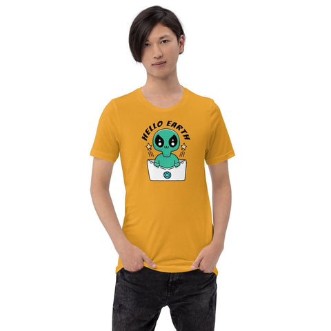 Mustard Alien Envelope Unisex Short Sleeve Jersey T-Shirt Bella+Canvas