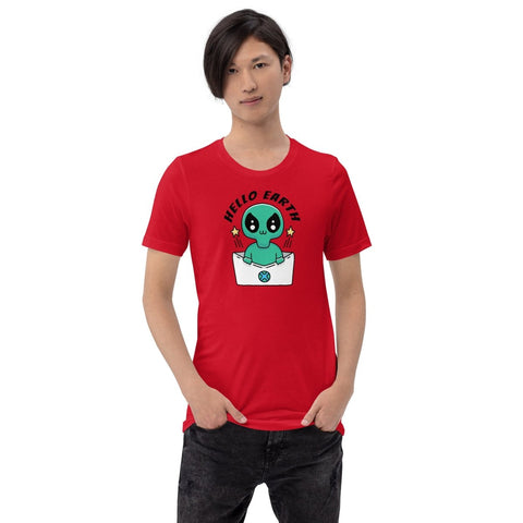 Red Alien Envelope Unisex Short Sleeve Jersey T-Shirt Bella+Canvas