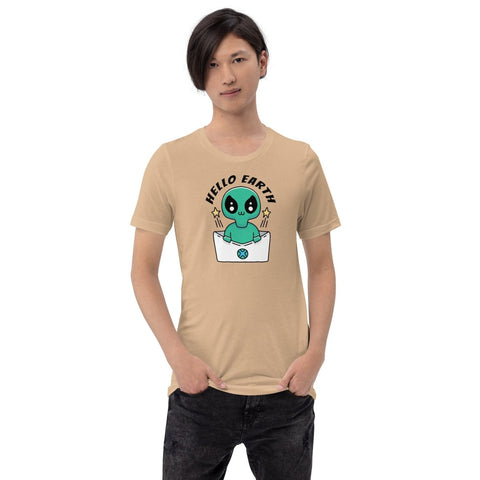 Tan Alien Envelope Unisex Short Sleeve Jersey T-Shirt Bella+Canvas