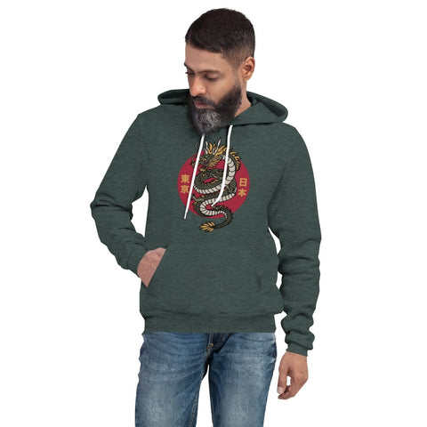 Heather Forest Asian Dragon Unisex Fleece Pullover Hoodie Bella+Canvas