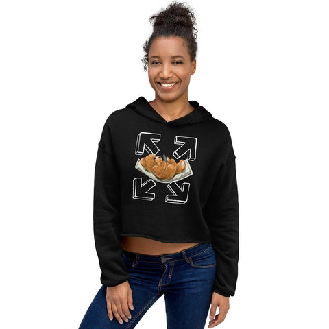 Black Billionaire Teddy Bear Womens Fleece Crop Hoodie Bella+Canvas