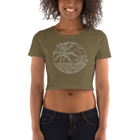 Heather Olive California Coast Womens Crop Tee Bella+Canvas