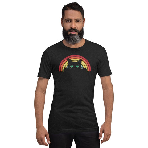 Black Heather Cat Sunset Unisex Heather Short Sleeve Jersey T-Shirt Bella+Canvas