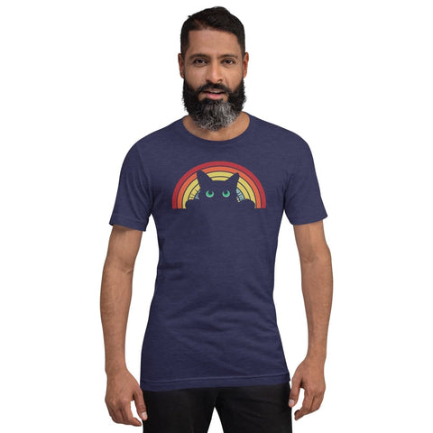 Heather Midnight Navy Cat Sunset Unisex Heather Short Sleeve Jersey T-Shirt Bella+Canvas