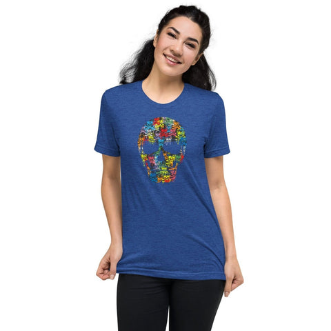 True Royal Triblend Colorful Skull Unisex Triblend Short Sleeve T-Shirt Bella+Canvas