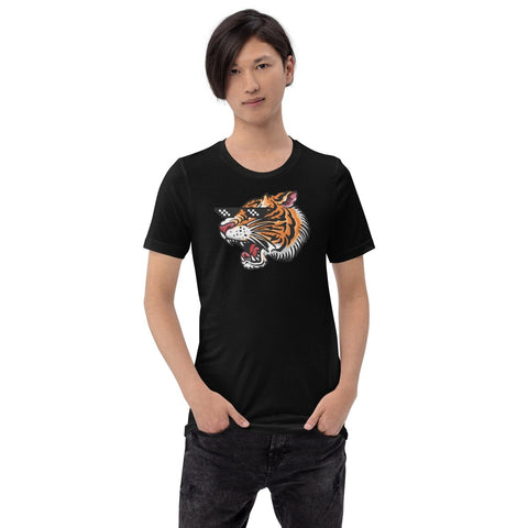 Black Cool Tiger Head Unisex Short Sleeve Jersey T-Shirt Bella+Canvas