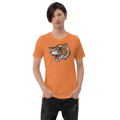 Burnt Orange Cool Tiger Head Unisex Short Sleeve Jersey T-Shirt Bella+Canvas