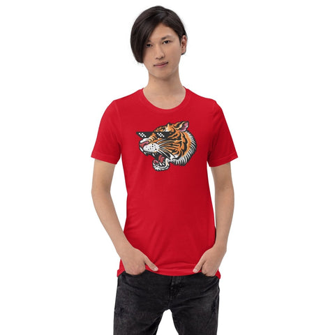 Red Cool Tiger Head Unisex Short Sleeve Jersey T-Shirt Bella+Canvas