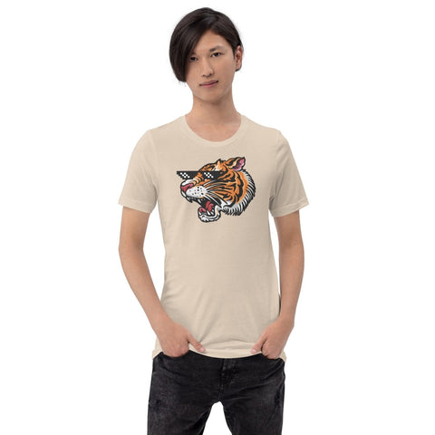 Soft Cream Cool Tiger Head Unisex Short Sleeve Jersey T-Shirt Bella+Canvas