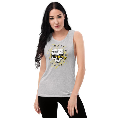 Athletic Heather Dope Skull Women's Flowy Muscle Tank Bella+Canvas