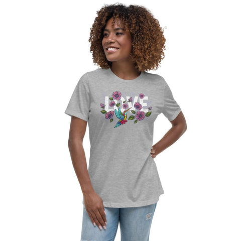 Athletic Heather Embroidery Style Love Women's Relaxed Jersey Tee Bella+Canvas