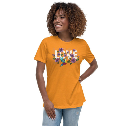 Heather Marmalade Embroidery Style Love Women's Relaxed Jersey Tee Bella+Canvas