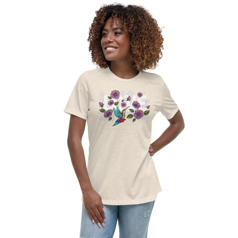 Heather Prism Natural Embroidery Style Love Women's Relaxed Jersey Tee Bella+Canvas