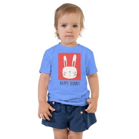 Heather Columbia Blue Happy Bunny Toddler Short Sleeve Tee Bella+Canvas