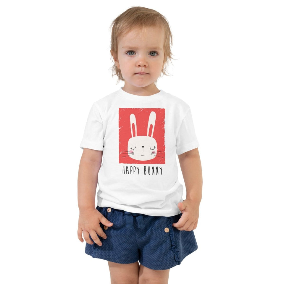 White Happy Bunny Toddler Short Sleeve Tee Bella+Canvas