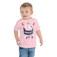 Pink Hungry Monster Toddler Short Sleeve Tee Bella+Canvas