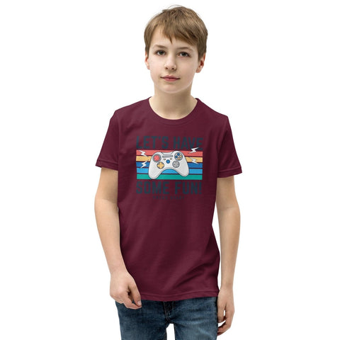 Maroon Joysticks Gamepad Youth Short Sleeve Tee Bella+Canvas