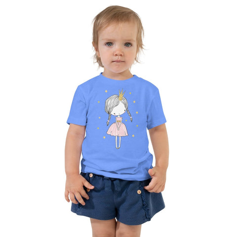 Heather Columbia Blue Little Princess Girl Toddler Short Sleeve Tee Bella+Canvas