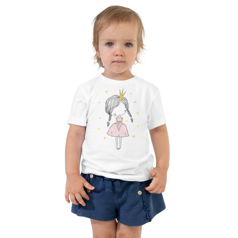 White Little Princess Girl Toddler Short Sleeve Tee Bella+Canvas