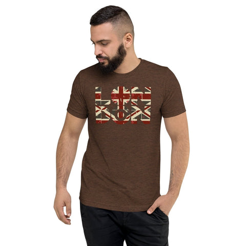 Brown Triblend London Union Jack Unisex Triblend Short Sleeve T-Shirt Bella+Canvas