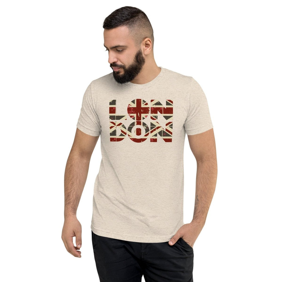 Oatmeal Triblend London Union Jack Unisex Triblend Short Sleeve T-Shirt Bella+Canvas